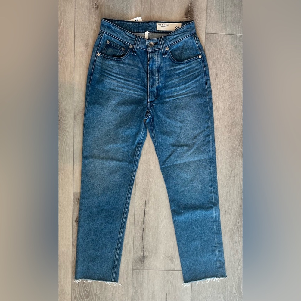 rag & bone Nina High Rise Ankle Cigarette Jeans Poppy Wash Button Fly Sz 24 NWT